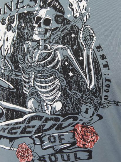 Jack & Jones JJSKULL ROCK T-Shirt Goblin Blue - Kratke Majice - Moške kratke majice za močnejše postave