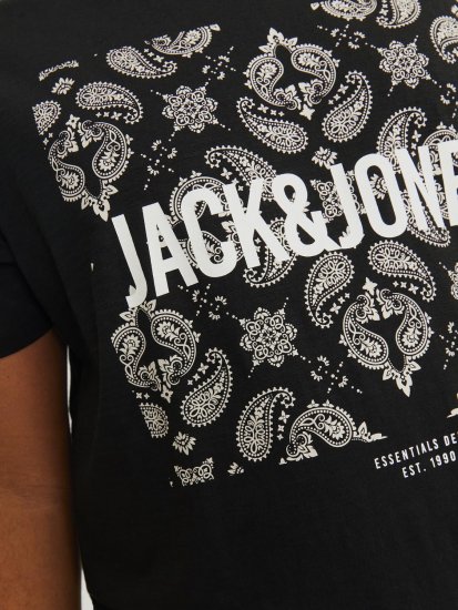 Jack & Jones JJPAISLEY T-Shirt Black - Kratke Majice - Moške kratke majice za močnejše postave