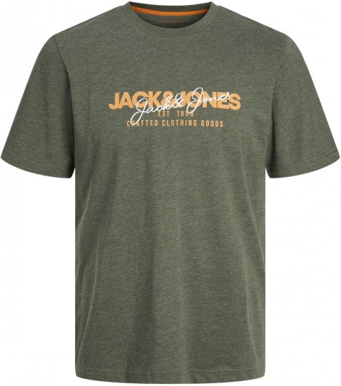 Jack & Jones JJALVIS T-shirt Kombu Green - Kratke Majice - Moške kratke majice za močnejše postave
