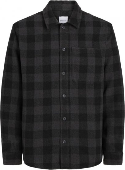 Jack & Jones ZAC BRUSHED Long Sleeve OVERSHIRT Grey - Srajce - Moške srajce za Močnejše Postave