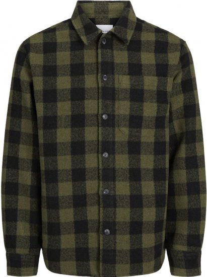 Jack & Jones ZAC Brushed Long Sleeve Overshirt Green - Srajce - Moške srajce za Močnejše Postave