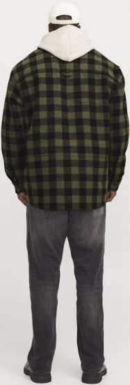 Jack & Jones ZAC Brushed Long Sleeve Overshirt Green - Srajce - Moške srajce za Močnejše Postave