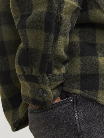 Jack & Jones ZAC Brushed Long Sleeve Overshirt Green - Srajce - Moške srajce za Močnejše Postave