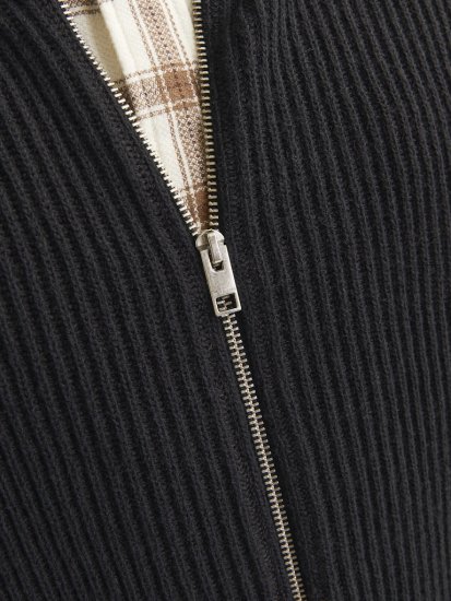 Jack & Jones PANNEL Turtleneck Knitted Sweater with Zipper Black - Puloverji & jopice - Moški Puloverji & Jopice za Močnejše Postave