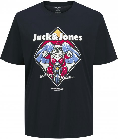 Jack & Jones XMAS Christmas Skull T-Shirt Navy - Kratke Majice - Moške kratke majice za močnejše postave