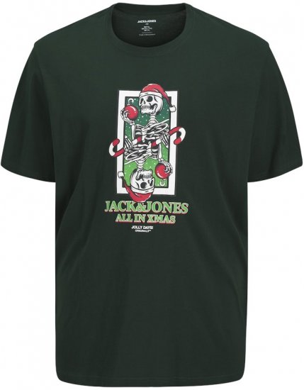 Jack & Jones XMAS Christmas Skull T-Shirt Dark Slate Grey - Kratke Majice - Moške kratke majice za močnejše postave