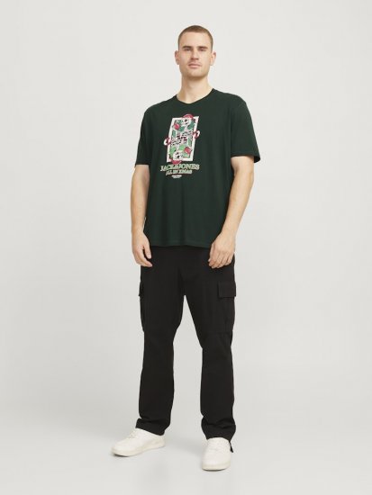 Jack & Jones XMAS Christmas Skull T-Shirt Dark Slate Grey - Kratke Majice - Moške kratke majice za močnejše postave