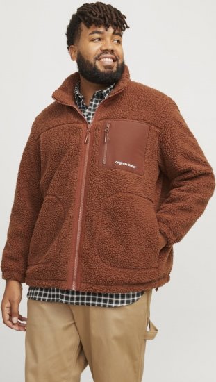 Jack & Jones ESTERBRO High Collar Teddy Jacket Brandy Brown - Jakne - Moške bunde za Močnejše Postave
