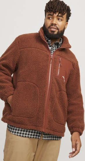 Jack & Jones ESTERBRO High Collar Teddy Jacket Brandy Brown - Jakne - Moške bunde za Močnejše Postave