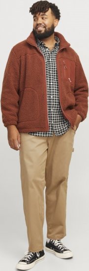 Jack & Jones ESTERBRO High Collar Teddy Jacket Brandy Brown - Jakne - Moške bunde za Močnejše Postave