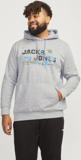 Jack & Jones JCOOUTDOOR Hoodie Light Grey - Puloverji & jopice - Moški Puloverji & Jopice za Močnejše Postave