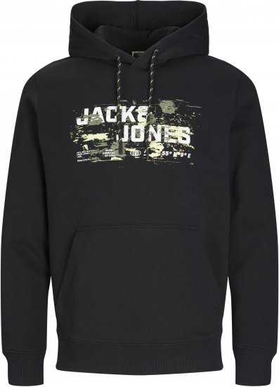 Jack & Jones JCOOUTDOOR Hoodie Black - Puloverji & jopice - Moški Puloverji & Jopice za Močnejše Postave