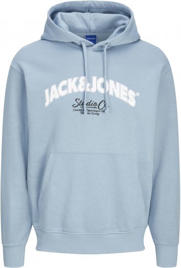 Jack & Jones JORBRONX Hoodie Light Blue - Puloverji & jopice - Moški Puloverji & Jopice za Močnejše Postave