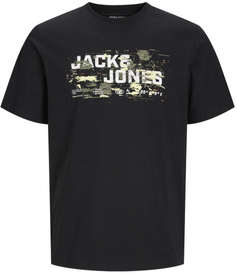 Jack & Jones JCOOUTDOOR LOGO T-Shirt Black - Kratke Majice - Moške kratke majice za močnejše postave