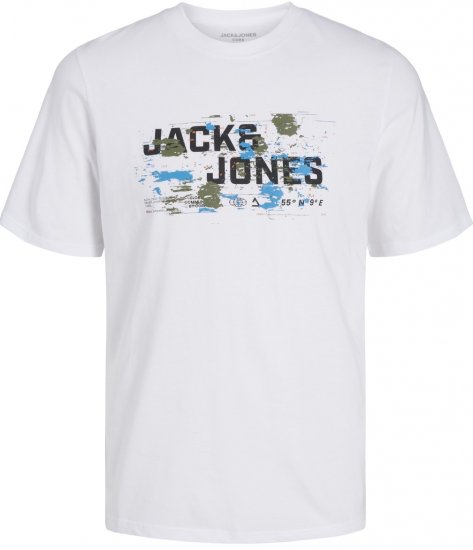 Jack & Jones JCOOUTDOOR LOGO T-Shirt White - Kratke Majice - Moške kratke majice za močnejše postave