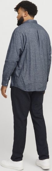 Jack & Jones NORRIS Flannel Long Sleeve Shirt Navy Blazer - Srajce - Moške srajce za Močnejše Postave