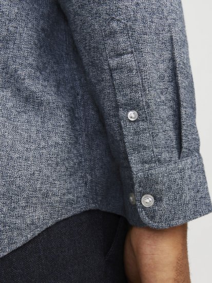 Jack & Jones NORRIS Flannel Long Sleeve Shirt Navy Blazer - Srajce - Moške srajce za Močnejše Postave