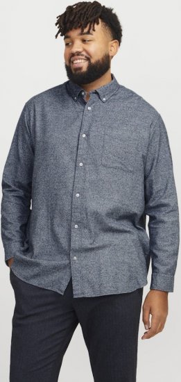 Jack & Jones NORRIS Flannel Long Sleeve Shirt Navy Blazer - Srajce - Moške srajce za Močnejše Postave
