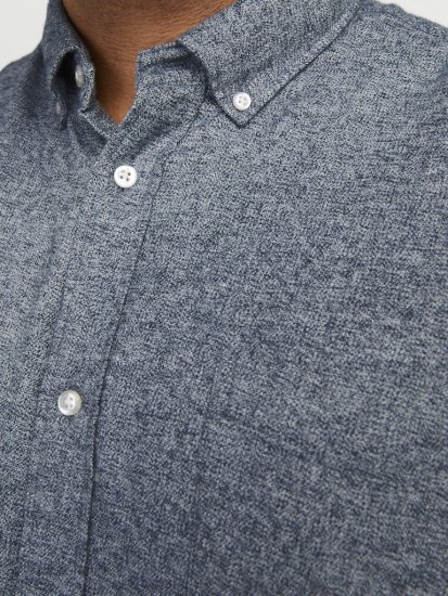 Jack & Jones NORRIS Flannel Long Sleeve Shirt Navy Blazer - Srajce - Moške srajce za Močnejše Postave