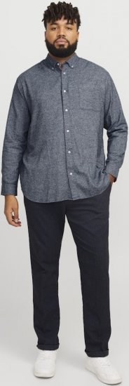 Jack & Jones NORRIS Flannel Long Sleeve Shirt Navy Blazer - Srajce - Moške srajce za Močnejše Postave