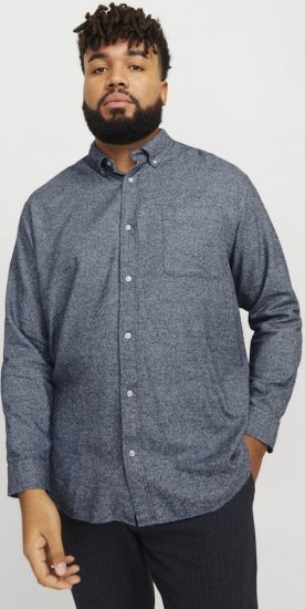Jack & Jones NORRIS Flannel Long Sleeve Shirt Navy Blazer - Srajce - Moške srajce za Močnejše Postave