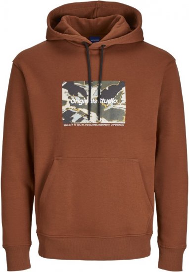 Jack & Jones ESTERBRO Hoodie Brandy Brown - Puloverji & jopice - Moški Puloverji & Jopice za Močnejše Postave