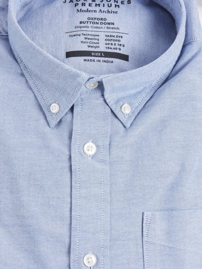 Jack & Jones Brook Oxford Long Sleeve Shirt Cashmere Blue - Srajce - Moške srajce za Močnejše Postave
