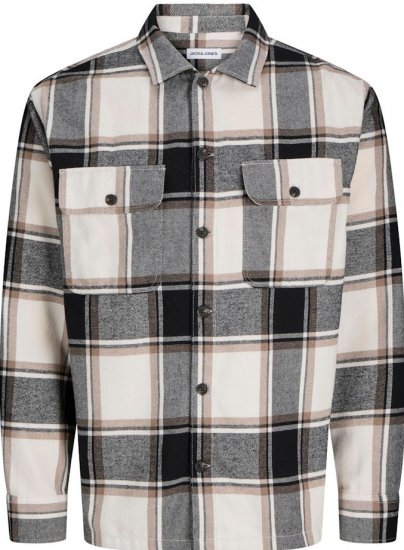 Jack & Jones Charge Overshirt Long Sleeve Crockery - Srajce - Moške srajce za Močnejše Postave