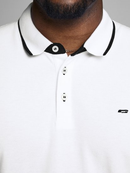 Jack & Jones PAULOS Short Sleeve Polo White/PS - Polo majice - Moške Polo Majice za Močnejše Postave