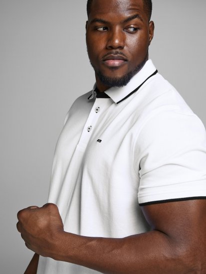 Jack & Jones PAULOS Short Sleeve Polo White/PS - Polo majice - Moške Polo Majice za Močnejše Postave