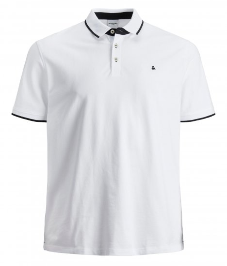 Jack & Jones PAULOS Short Sleeve Polo White/PS - Polo majice - Moške Polo Majice za Močnejše Postave