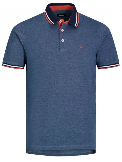 Jack & Jones Paulos Polo Denim Blue - Polo majice - Moške Polo Majice za Močnejše Postave