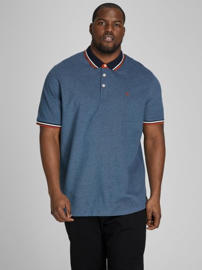 Jack & Jones Paulos Polo Denim Blue - Polo majice - Moške Polo Majice za Močnejše Postave
