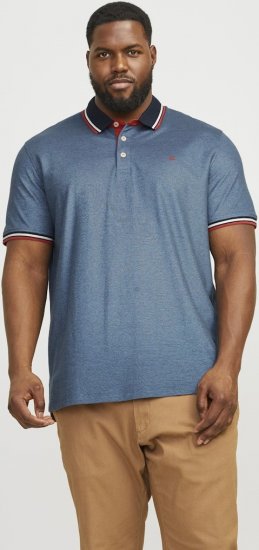 Jack & Jones PAULOS Short Sleeve Polo Denim Blue/PS - Polo majice - Moške Polo Majice za Močnejše Postave
