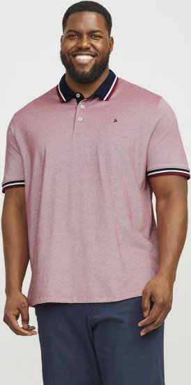 Jack & Jones PAULOS Short Sleeve Polo Rio Red/PS - Polo majice - Moške Polo Majice za Močnejše Postave