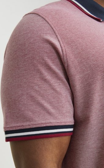 Jack & Jones PAULOS Short Sleeve Polo Rio Red/PS - Polo majice - Moške Polo Majice za Močnejše Postave