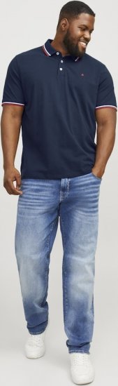 Jack & Jones PAULOS Short Sleeve Polo Navy Blazer - Polo majice - Moške Polo Majice za Močnejše Postave