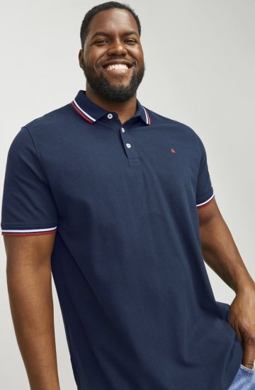 Jack & Jones PAULOS Short Sleeve Polo Navy Blazer - Polo majice - Moške Polo Majice za Močnejše Postave