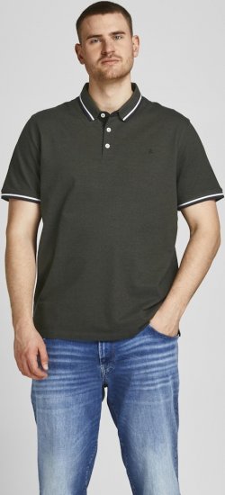 Jack & Jones PAULOS Short Sleeve Polo Green/PLAY 1 - Polo majice - Moške Polo Majice za Močnejše Postave