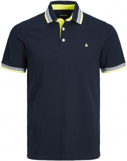 Jack & Jones PAULOS Short Sleeve Polo Dark Navy/NEON - Polo majice - Moške Polo Majice za Močnejše Postave