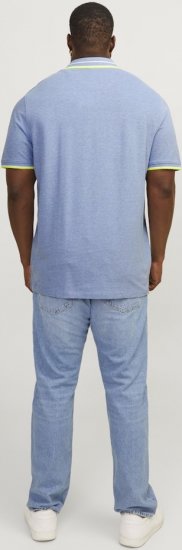 Jack & Jones PAULOS Short Sleeve Polo Light Blue/NEON - Polo majice - Moške Polo Majice za Močnejše Postave