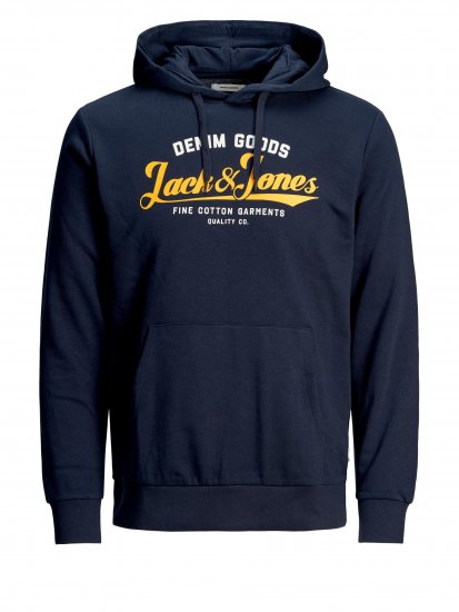 Jack & Jones Elogo Sweat Hood Navy Blazer - Puloverji & jopice - Moški Puloverji & Jopice za Močnejše Postave
