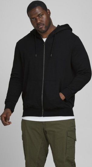 Jack & Jones Basic Sweat Zip Hood Black - Puloverji & jopice - Moški Puloverji & Jopice za Močnejše Postave