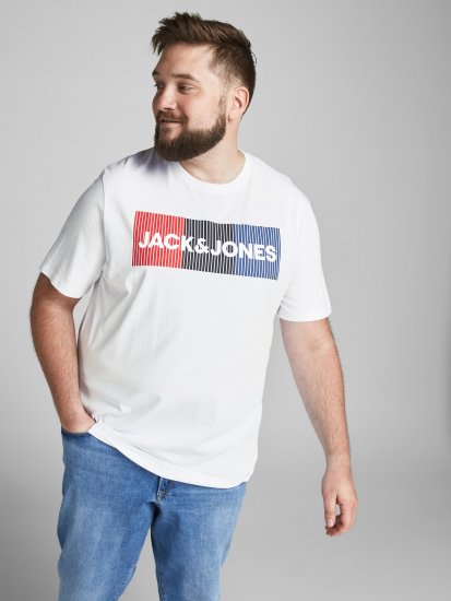 Jack & Jones JJECORP Logo Play T-Shirt White - Kratke Majice - Moške kratke majice za močnejše postave