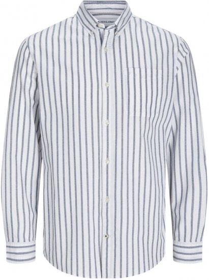 Jack & Jones OXFORD LS Shirt Striped Ensign Blue - Srajce - Moške srajce za Močnejše Postave