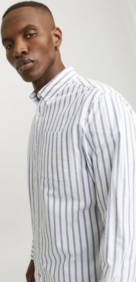 Jack & Jones OXFORD LS Shirt Striped Ensign Blue - Srajce - Moške srajce za Močnejše Postave