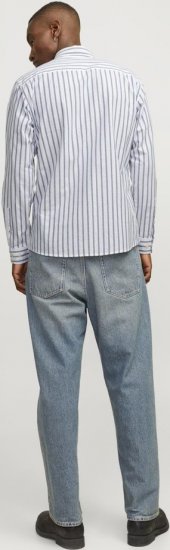 Jack & Jones OXFORD LS Shirt Striped Ensign Blue - Srajce - Moške srajce za Močnejše Postave