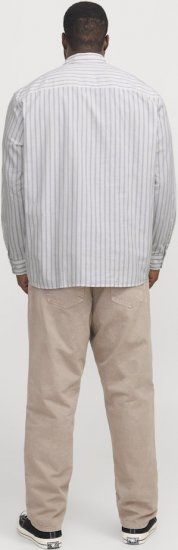 Jack & Jones OXFORD LS Shirt Striped White - Srajce - Moške srajce za Močnejše Postave