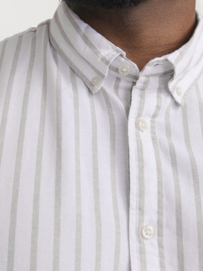 Jack & Jones OXFORD LS Shirt Striped White - Srajce - Moške srajce za Močnejše Postave
