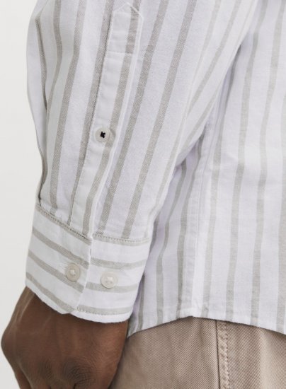 Jack & Jones OXFORD LS Shirt Striped White - Srajce - Moške srajce za Močnejše Postave